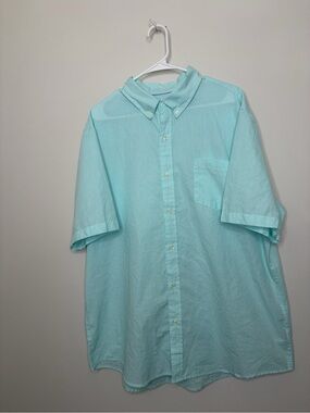 Men's  blue and white checkered Short-Sleeve Button-Down Shirt chaps easy care